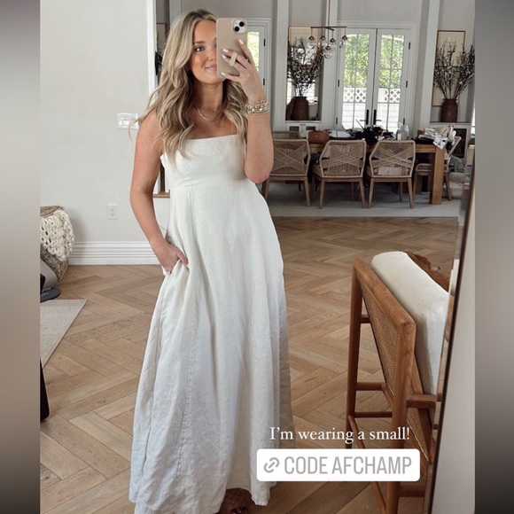 Abercrombie & Fitch Premium Linen Bow Back Dress - Picture 1 of 3